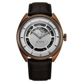 Titan Stellar Cupola Automatic Men's Watch, Sun Moon Phase and Silver Dial and Brown Leather Strap, 10011QL01